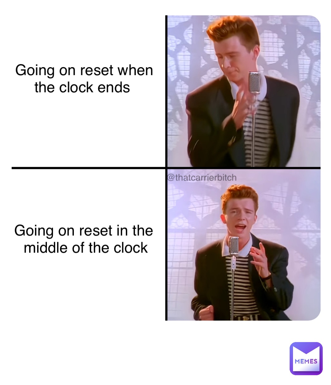 Going on reset when 
the clock ends Going on reset in the
 middle of the clock @thatcarrierbitch