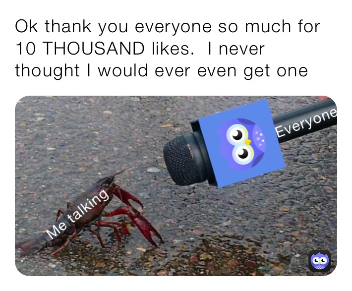 Ok thank you everyone so much for 10 THOUSAND likes.  I never thought I would ever even get one