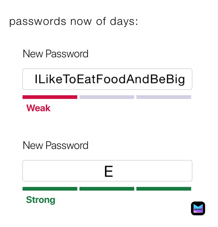 passwords now of days: