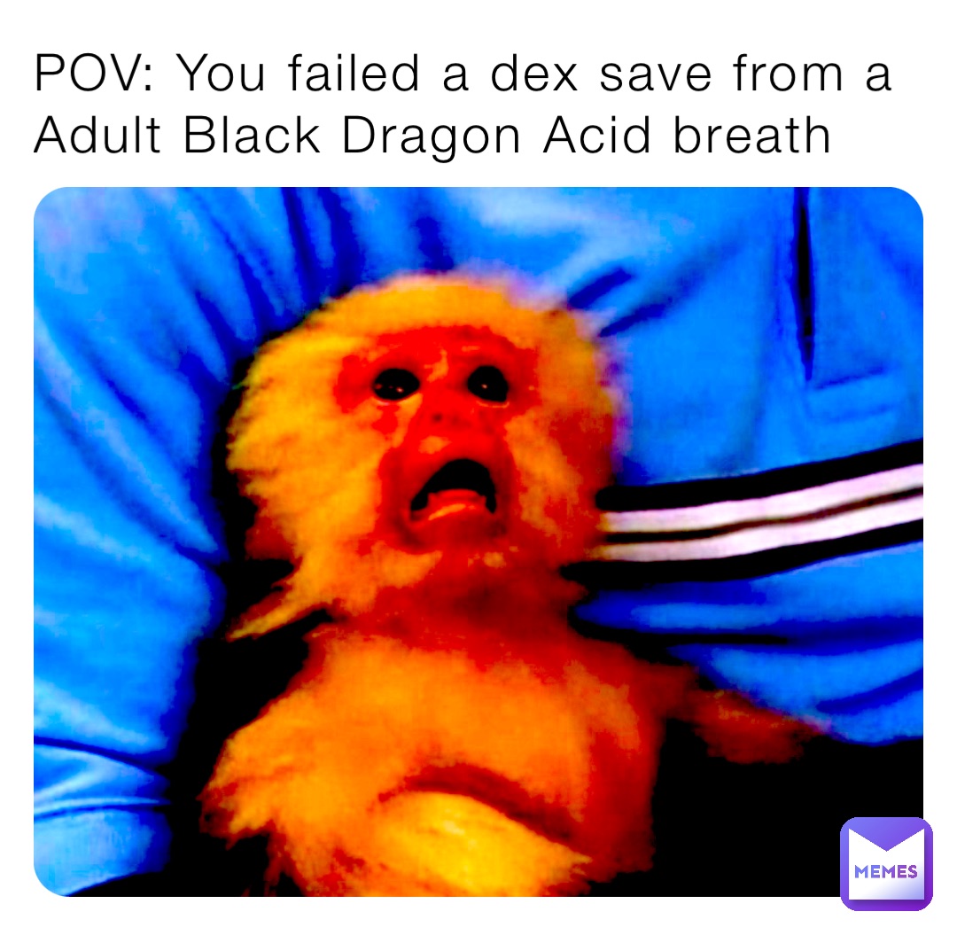 POV: You failed a dex save from a  Adult Black Dragon Acid breath