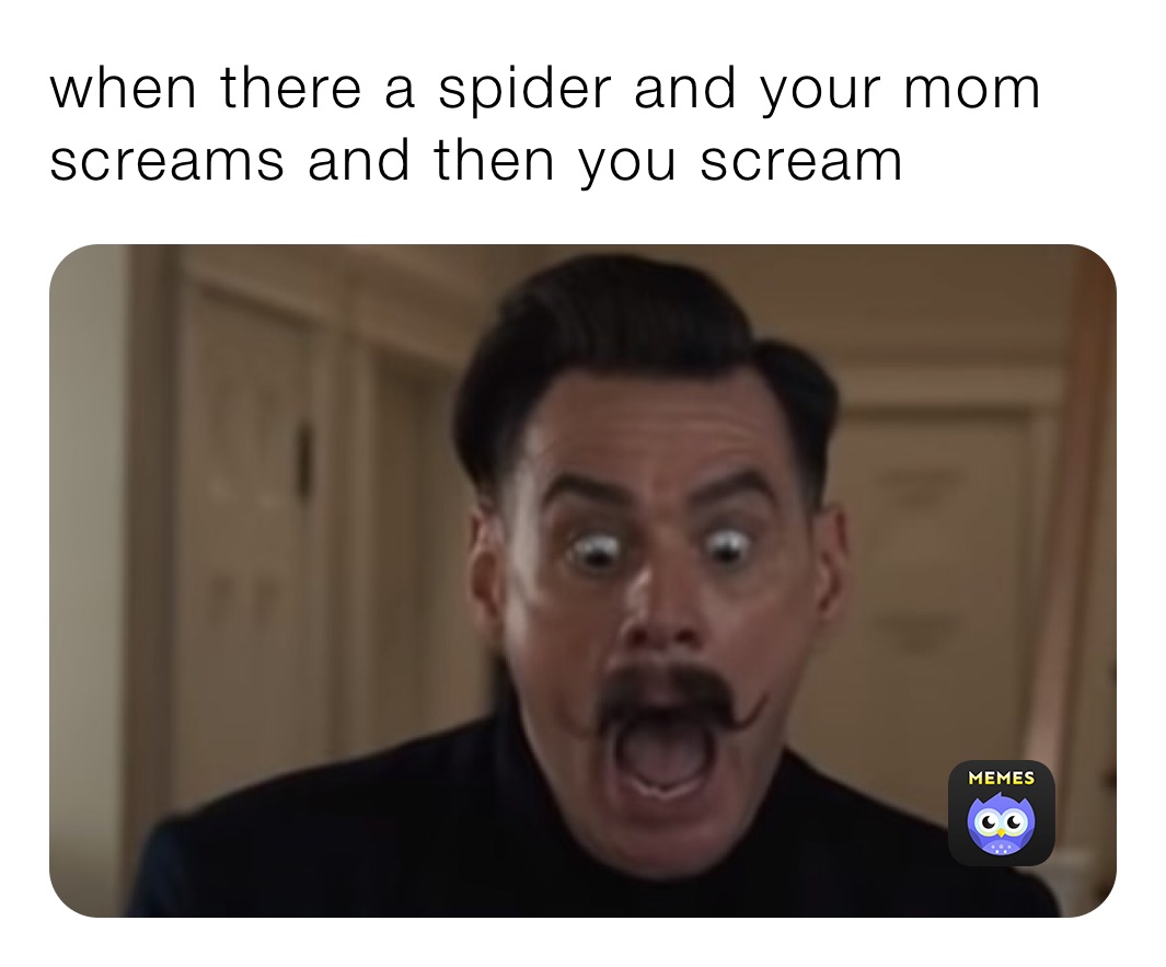 when there a spider and your mom screams and then you scream 