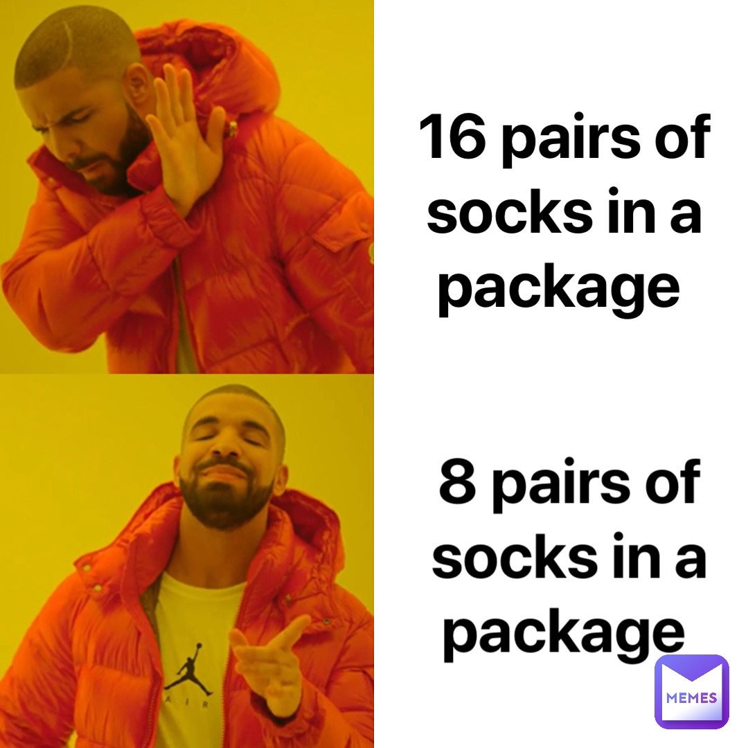 16 pairs of socks in a package 8 pairs of socks in a package