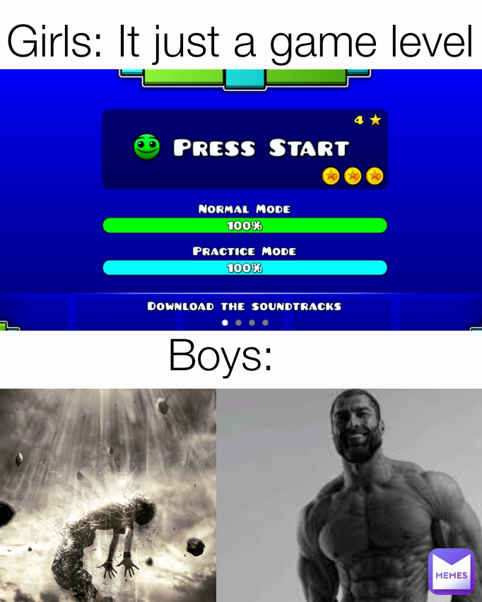 Girls: It just a game level Boys: