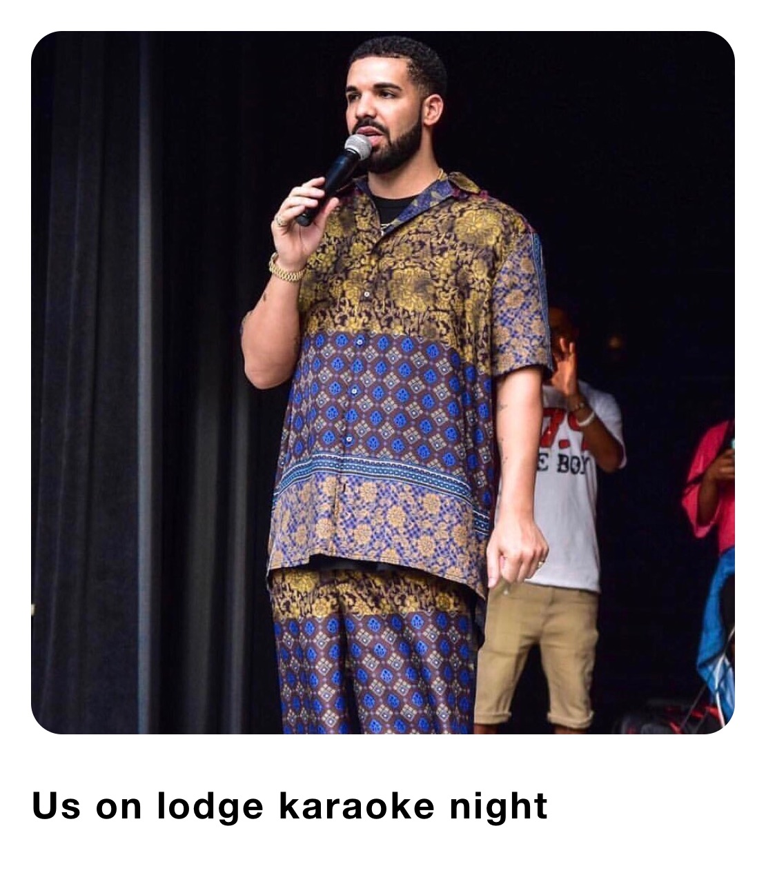 Us on lodge karaoke night