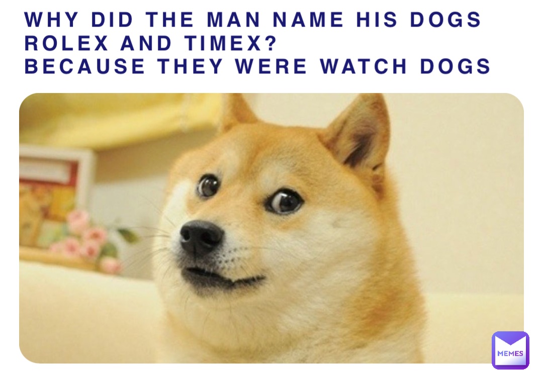 Why did the man name his dogs Rolex and Timex?
Because they were watch dogs