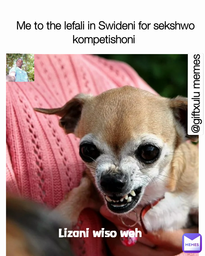 @giftxulu memes Lizani wiso weh  Me to the lefali in Swideni for sekshwo kompetishoni 