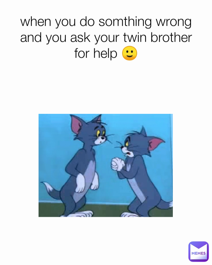 when you do somthing wrong and you ask your twin brother for help 🙂