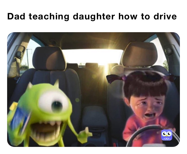 Dad teaching daughter how to drive