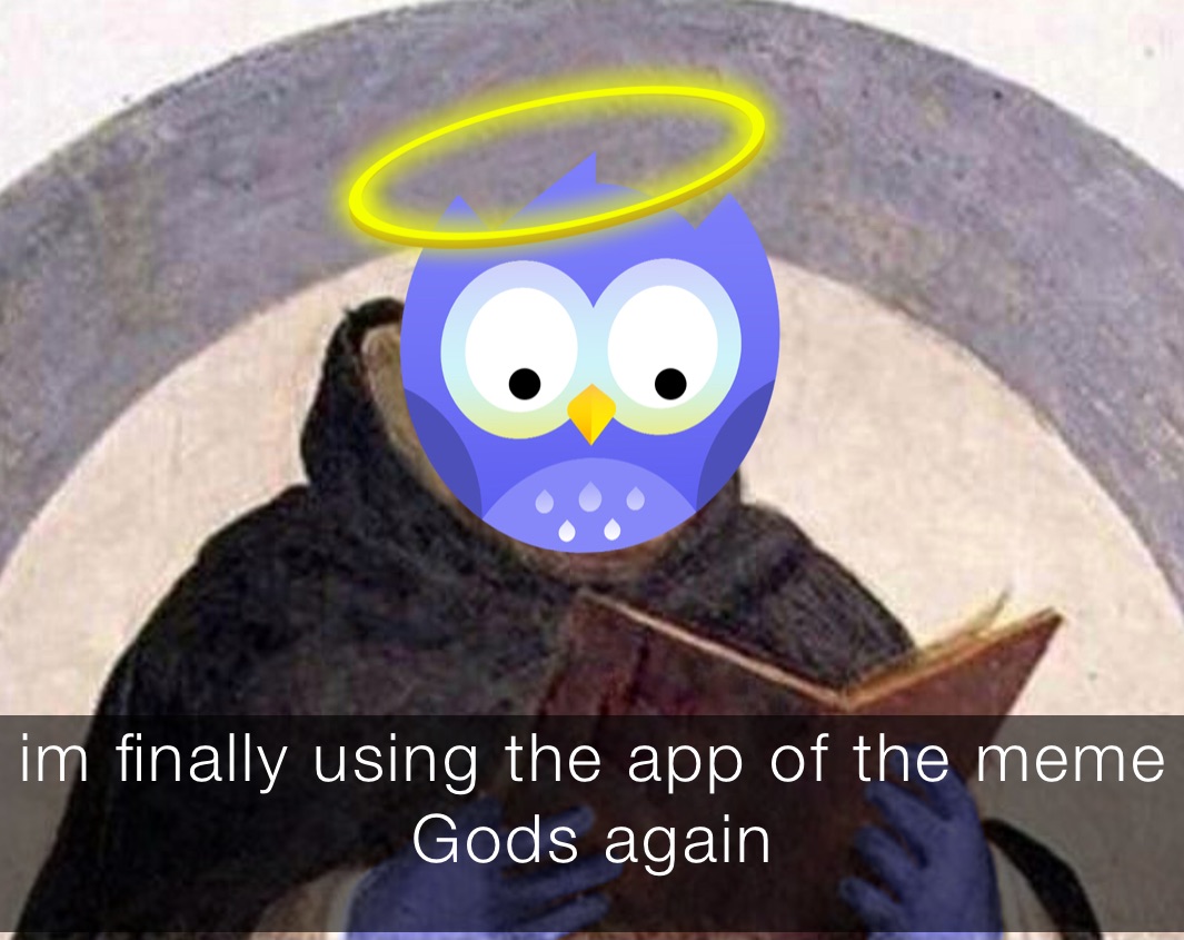 im finally using the app of the meme Gods again