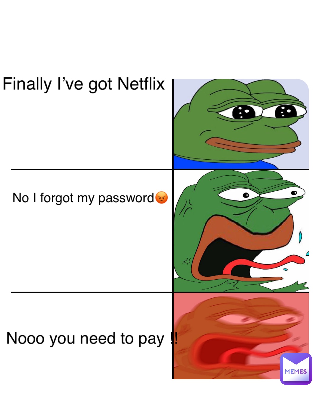 Finally I’ve got Netflix No I forgot my password😡 Nooo you need to pay !!