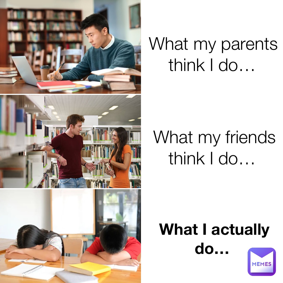 What my parents think I do… What my friends think I do… What I actually do…