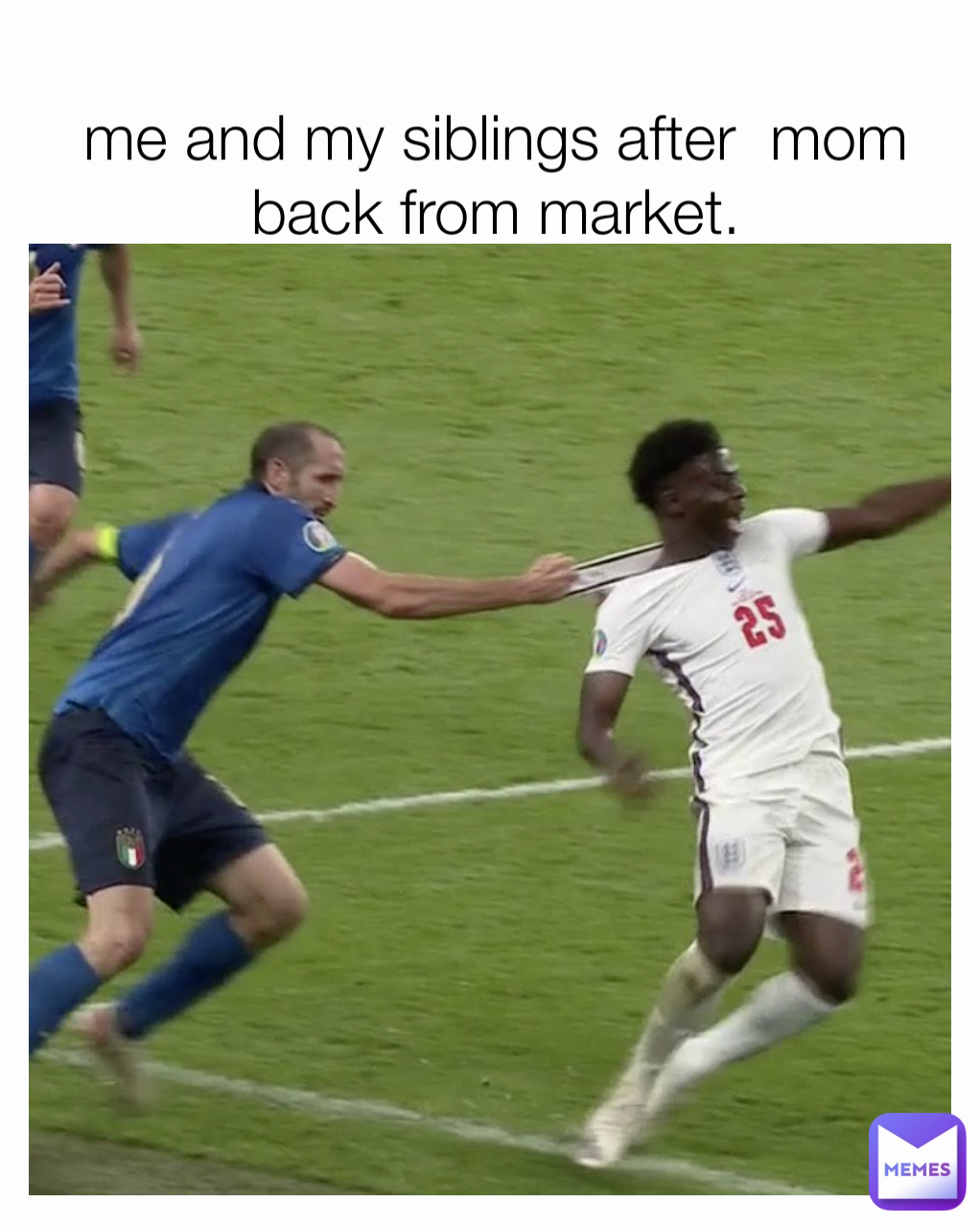 me and my siblings after  mom back from market.