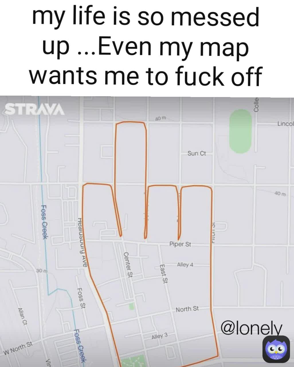 my life is so messed up ...Even my map wants me to fuck off @lonely