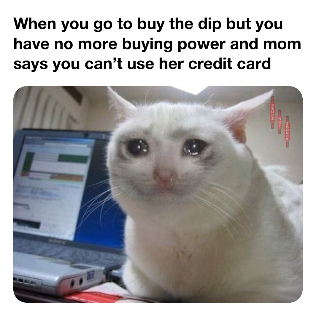 When you go to buy the dip but you have no more buying power and mom says you can’t use her credit card 
