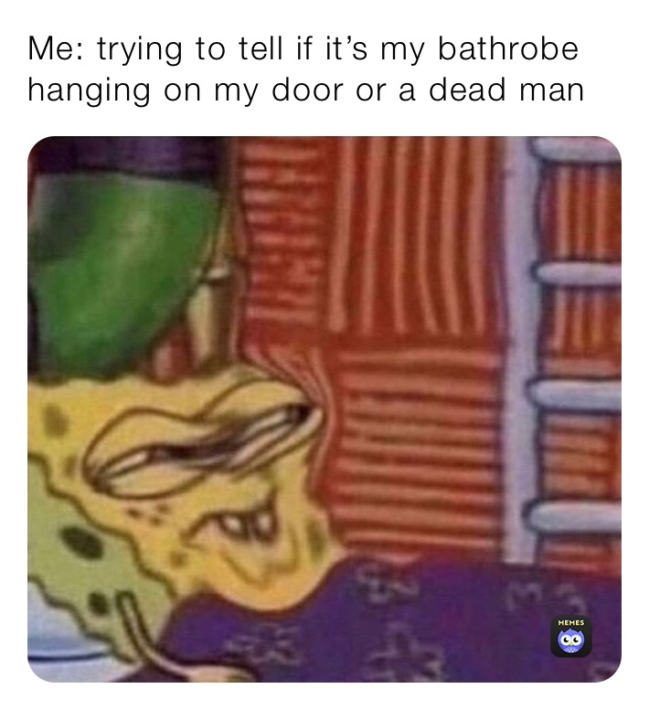 Me: trying to tell if it’s my bathrobe  hanging on my door or a dead man 