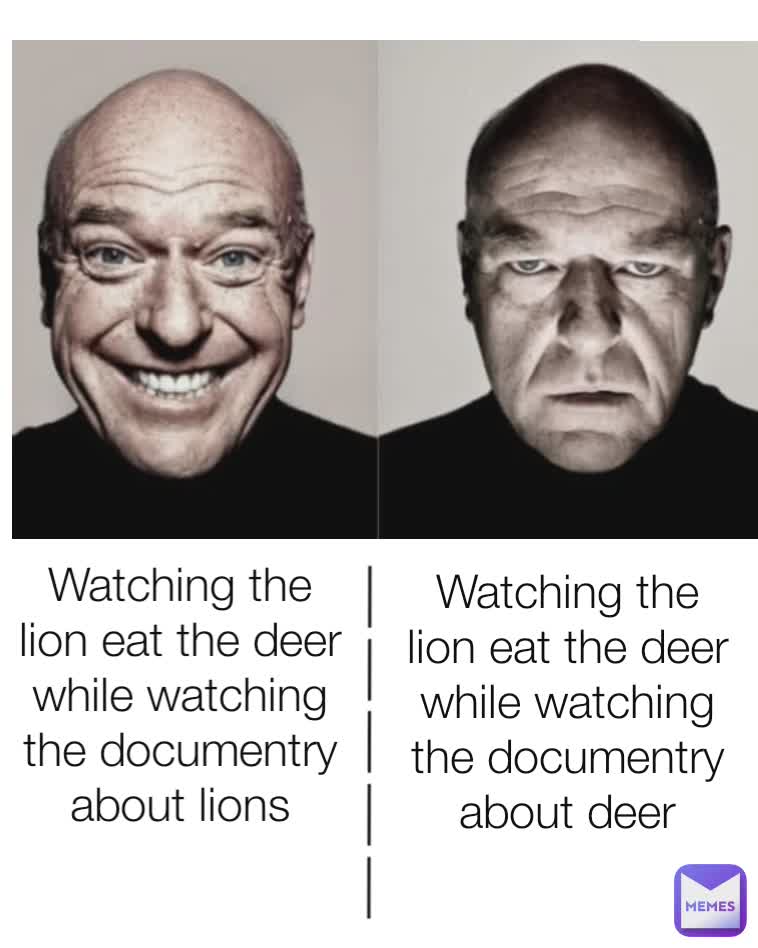 Watching the lion eat the deer while watching the documentry about deer Watching the lion eat the deer while watching the documentry about lions |
|
|
|
|