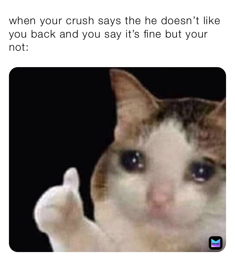 when your crush says the he doesn’t like you back and you say it’s fine but your not: