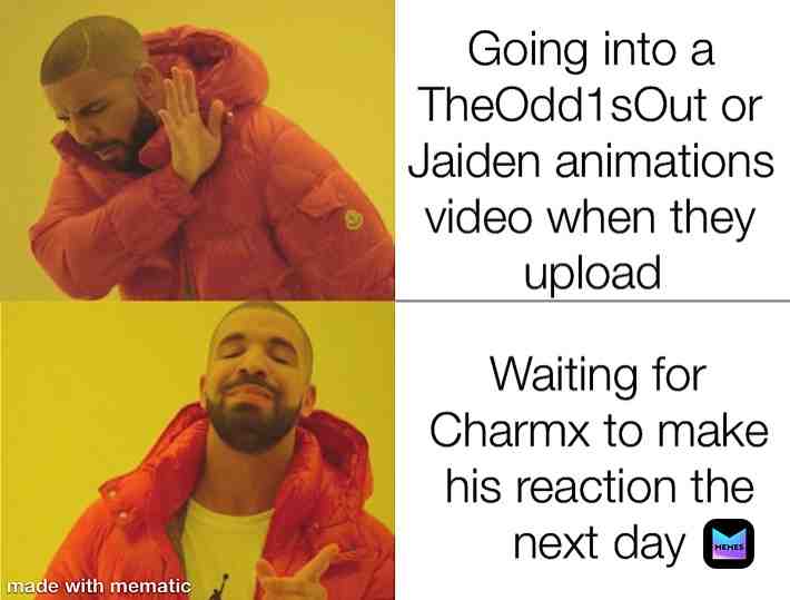 When I feel like watching TheOdd1sOut or Jaiden animations, 9 times out of ten I am waiting for Charmx, as I only watched one video from them, A Jaiden animations video on December 8th, and a Odd1sout video in early January
#theodd1sout #jaidenanimations \u200b #charmx \u200b