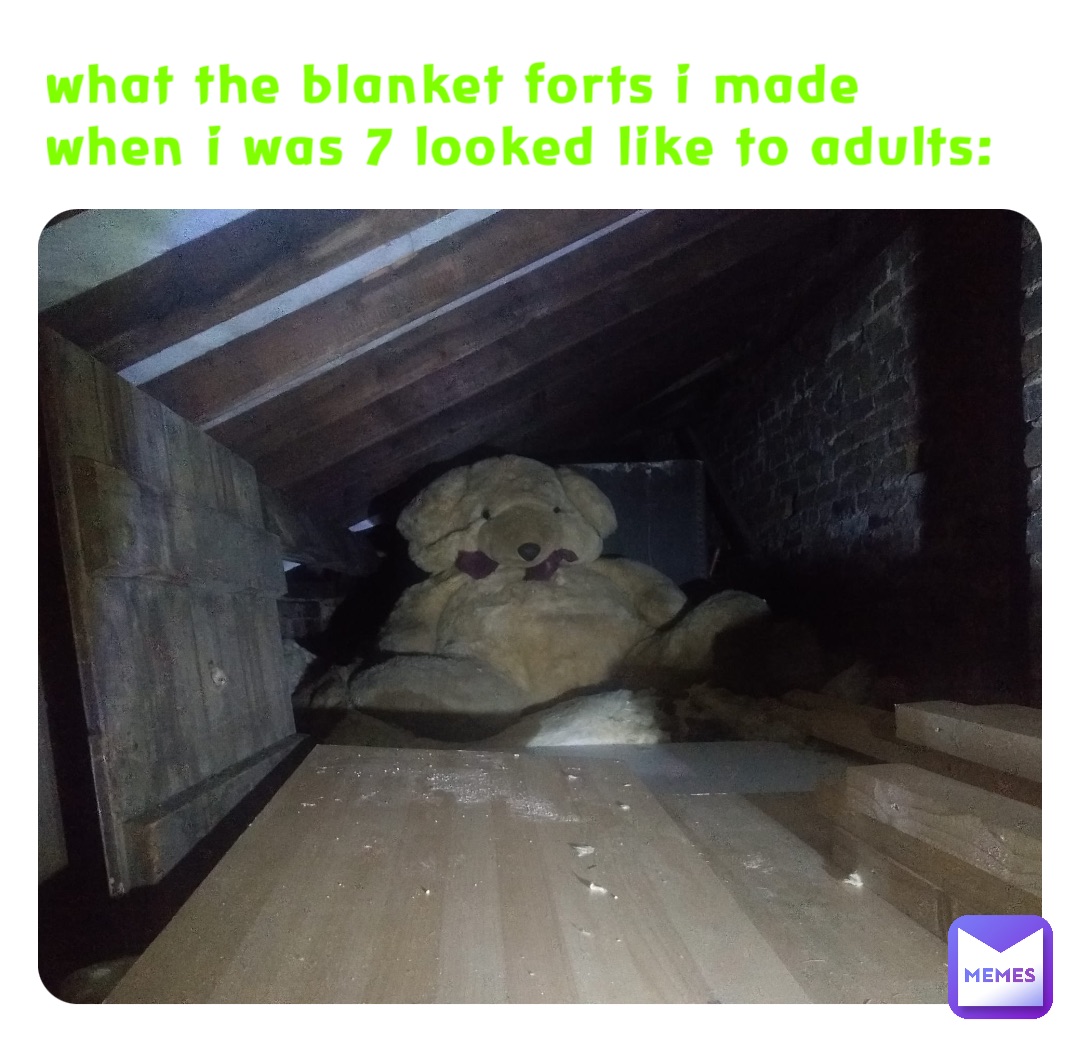 what the blanket forts i made when i was 7 looked like to adults: