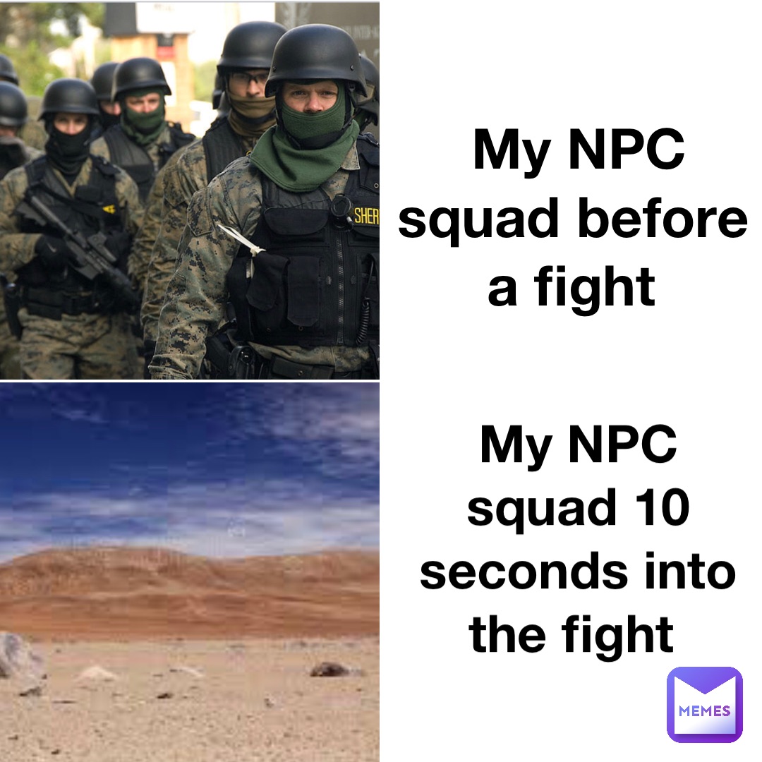 My NPC squad before a fight My NPC squad 10 seconds into the fight