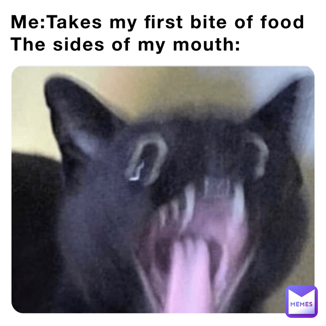 Me:Takes my first bite of food
The sides of my mouth: