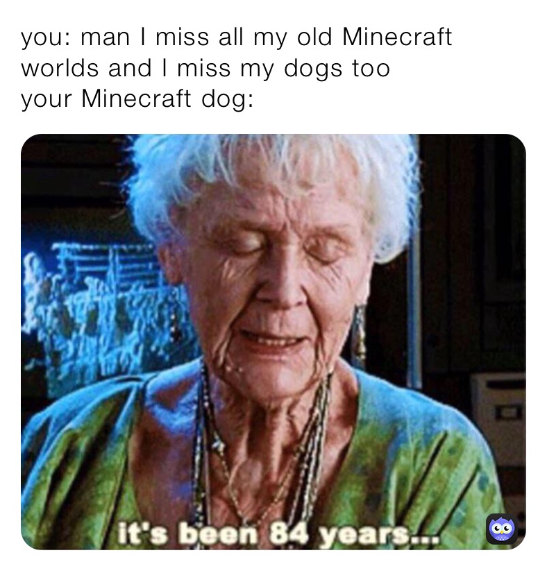 you: man I miss all my old Minecraft worlds and I miss my dogs too
your Minecraft dog: