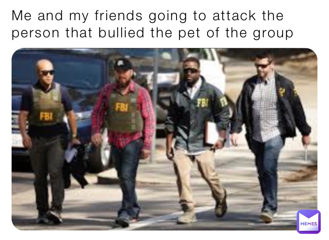 Me and my friends going to attack the person that bullied the pet of the group