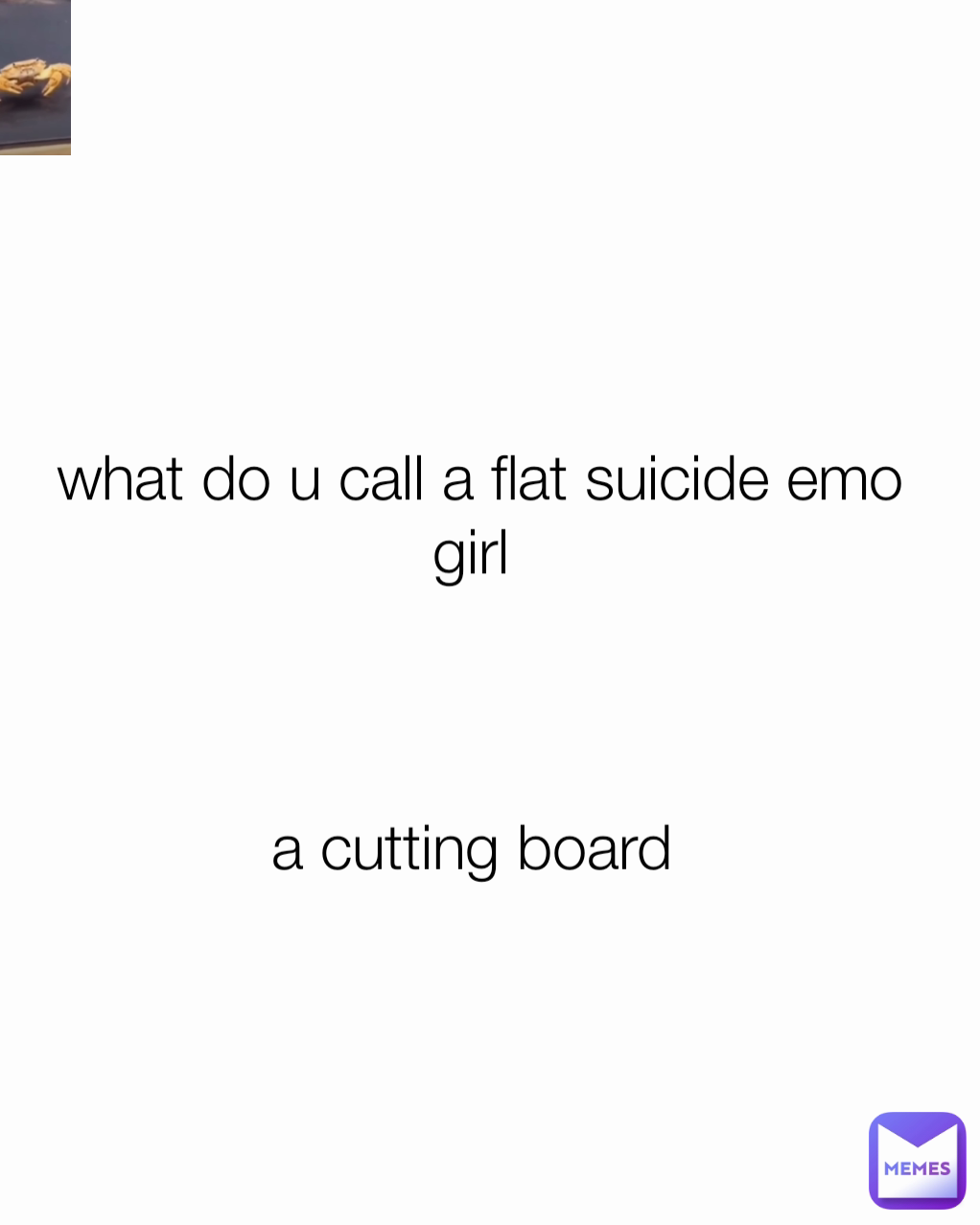 what do u call a flat suicide emo girl 



a cutting board 
