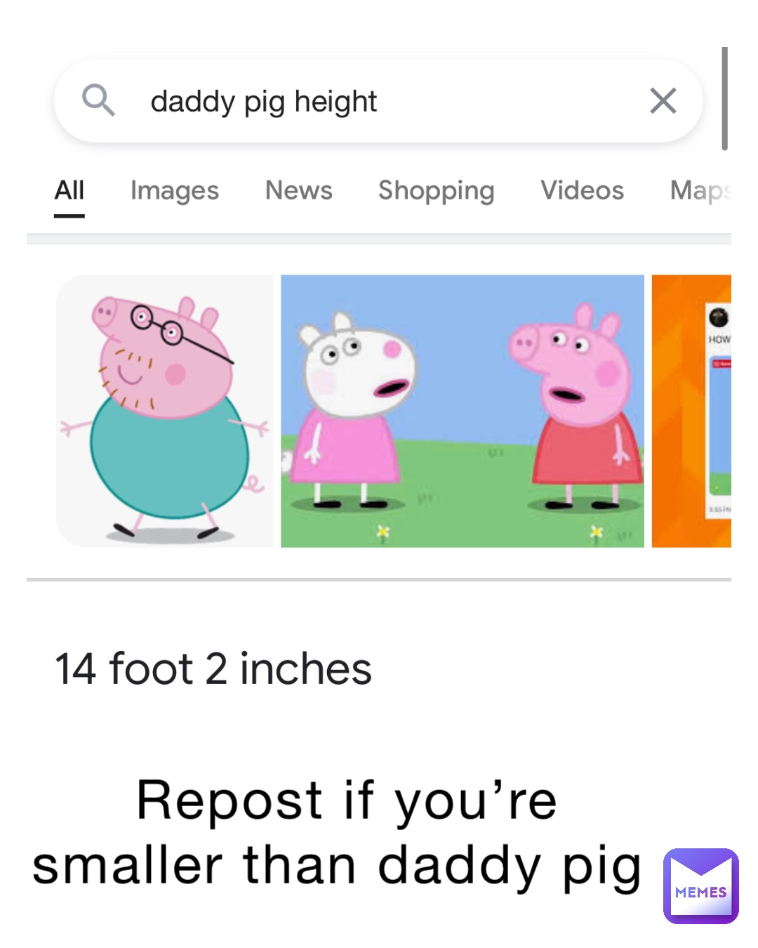 Repost if you’re smaller than Daddy Pig