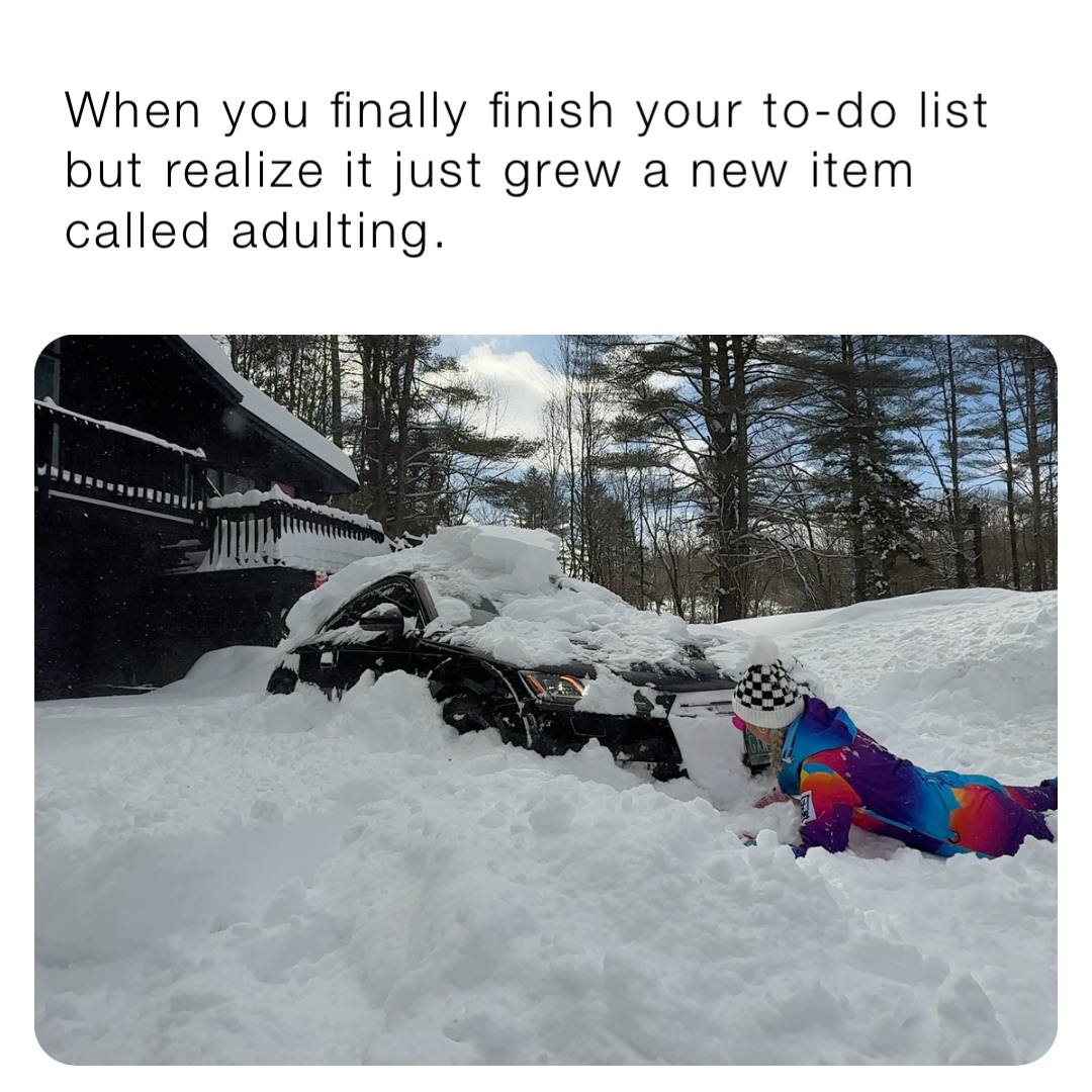 When you finally finish your to-do list but realize it just grew a new item called adulting.