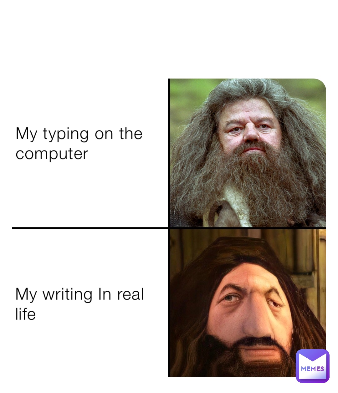 My typing on the computer My writing In real life
