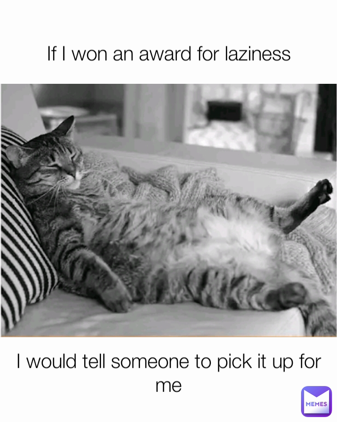 If I won an award for laziness I would tell someone to pick it up for me