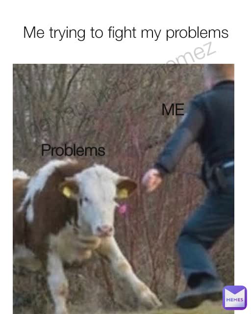 Me trying to fight my problems Problems ME neytan_hehe_memez