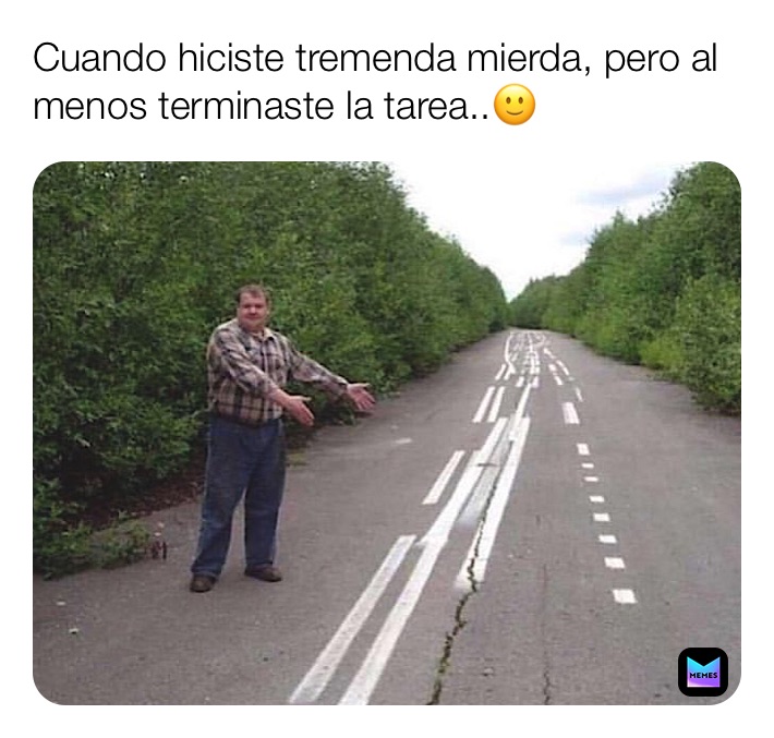 Cuando hiciste tremenda mierda, pero al menos terminaste la tarea..🙂