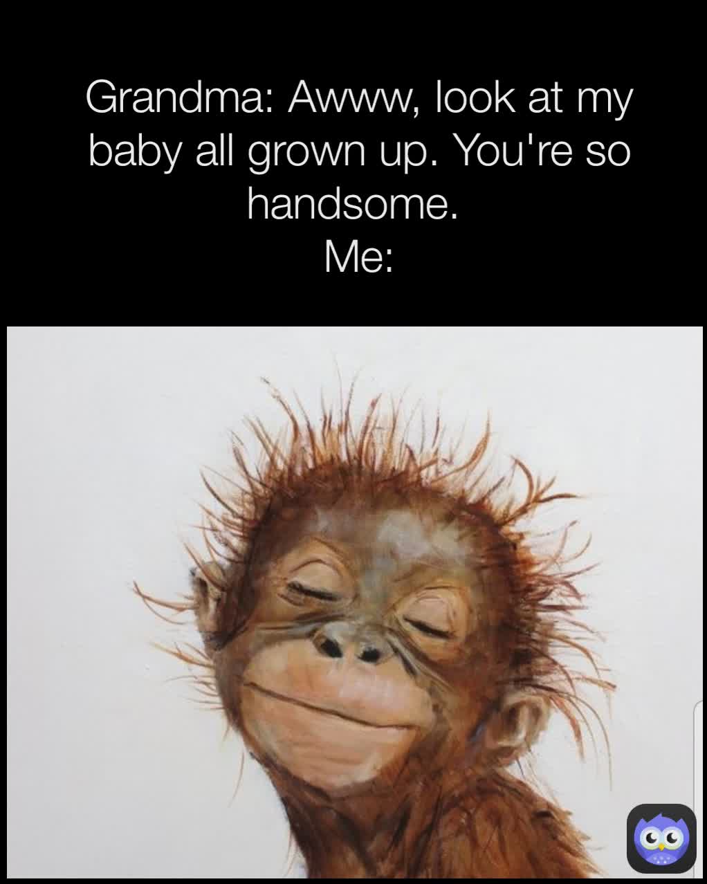 Grandma: Awww, look at my baby all grown up. You're so handsome. Me: |  @ToneyTone84 | Memes, image size:1022x1278