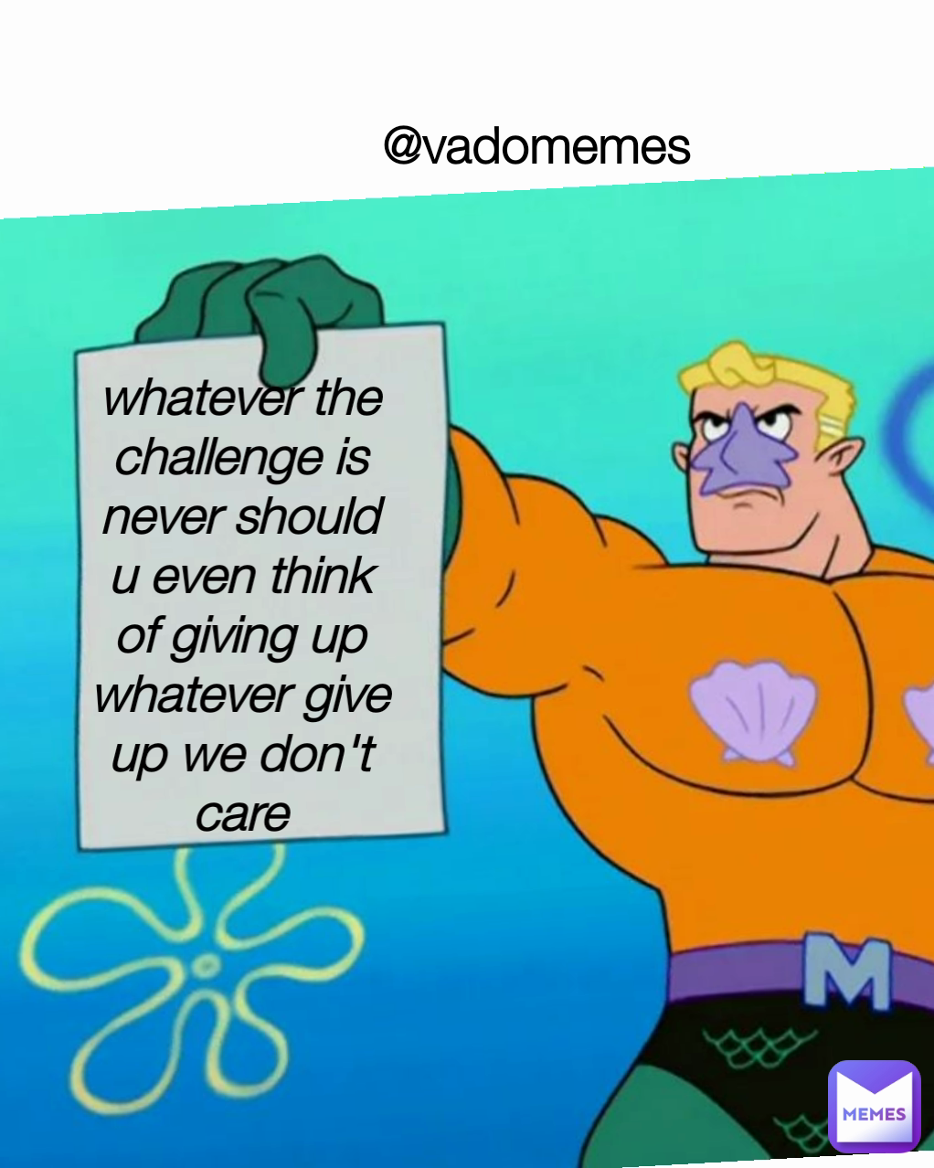 @vadomemes whatever the challenge is never should u even think of giving up whatever give up we don't care