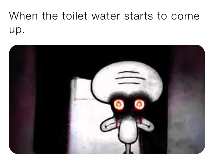 When the toilet water starts to come up.