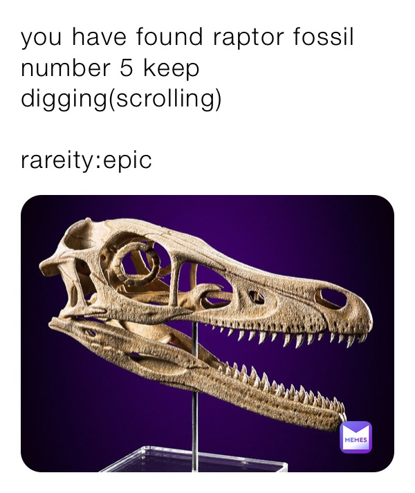 you have found raptor fossil number 5 keep digging(scrolling)

rareity:epic