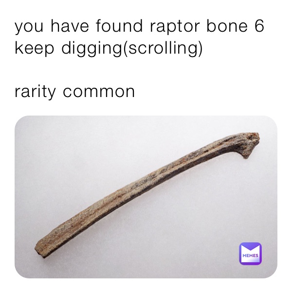 you have found raptor bone 6 keep digging(scrolling)

rarity common