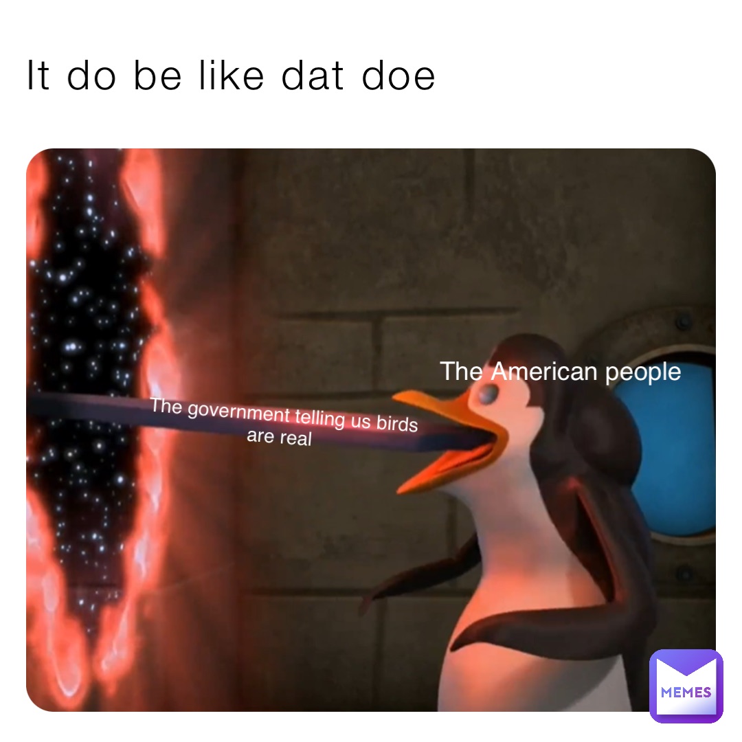 It do be like dat doe The American people The government telling us birds are real