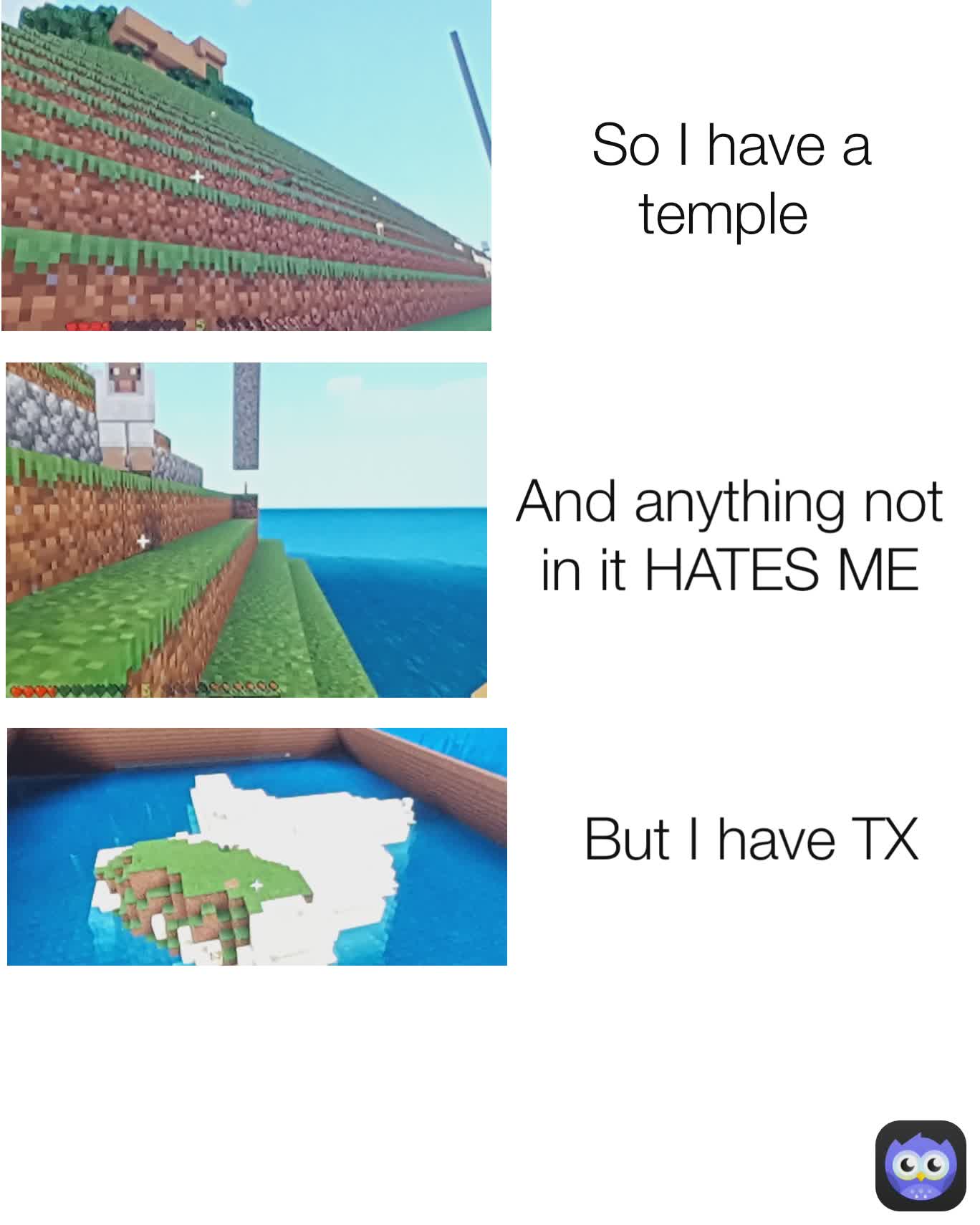 But I have TX And anything not in it HATES ME So I have a temple 