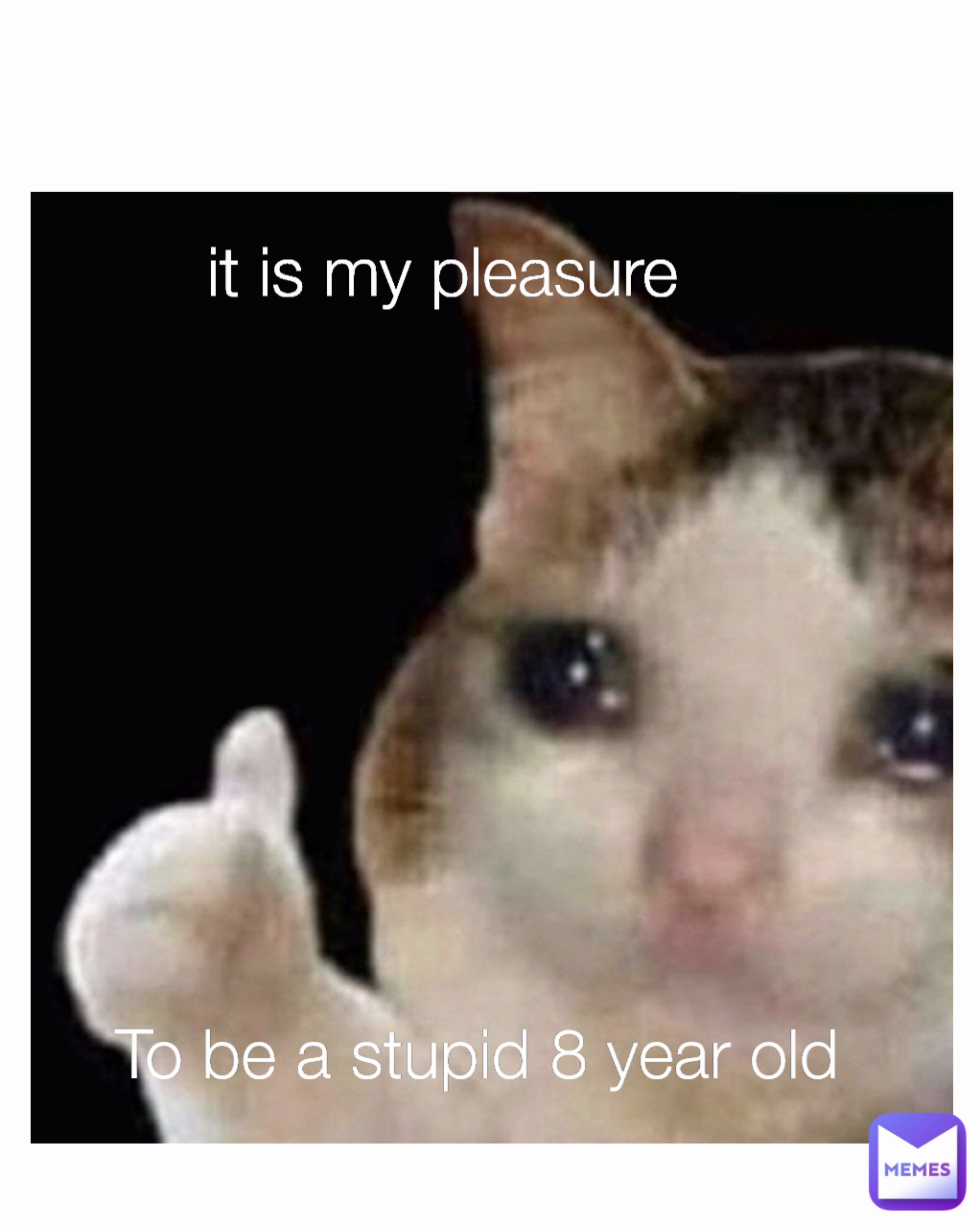 To be a stupid 8 year old
 it is my pleasure