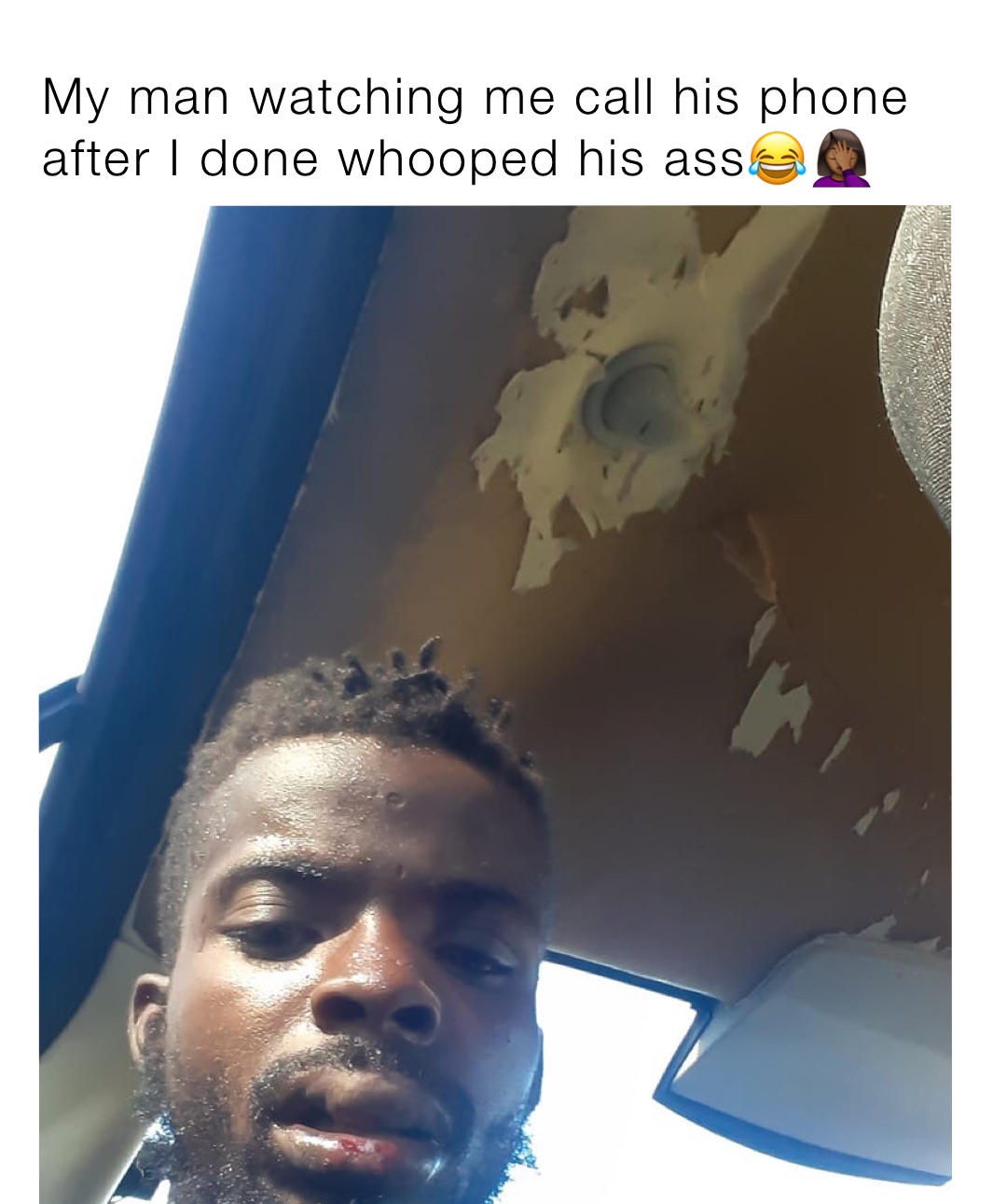 My man watching me call his phone after I done whooped his ass😂🤦🏾‍♀️