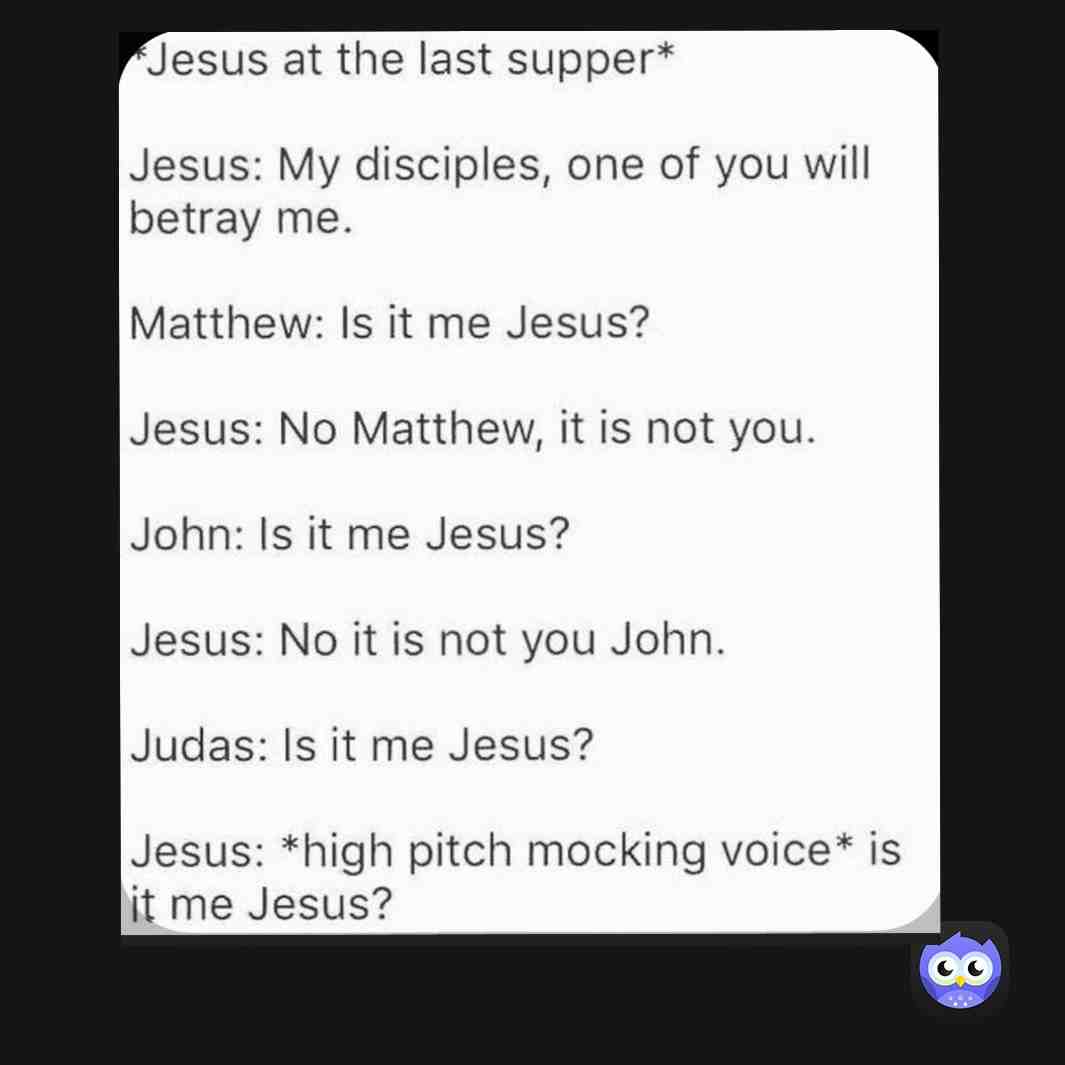 Lol Judas watch out buddy 
.
.
.
.
Get more memes @fisherofmemes
.
.
.
.
 #meme  #dankmeme  #dankmemes  #dailydankmeme  #dailydankmemes  #funny  #funnymeme  #funnymemes  #funnychristianmeme  #jesus  #judas  #betrayal  #church  #churchmeme  #christainmeme  #dankchristianmeme
