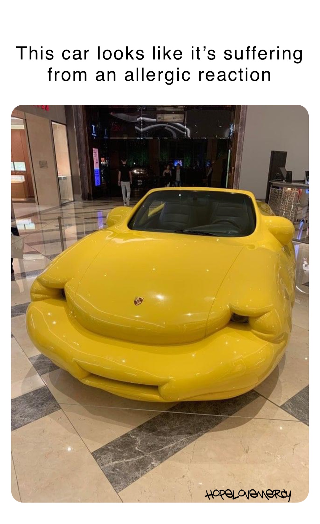 This car looks like it’s suffering from an allergic reaction