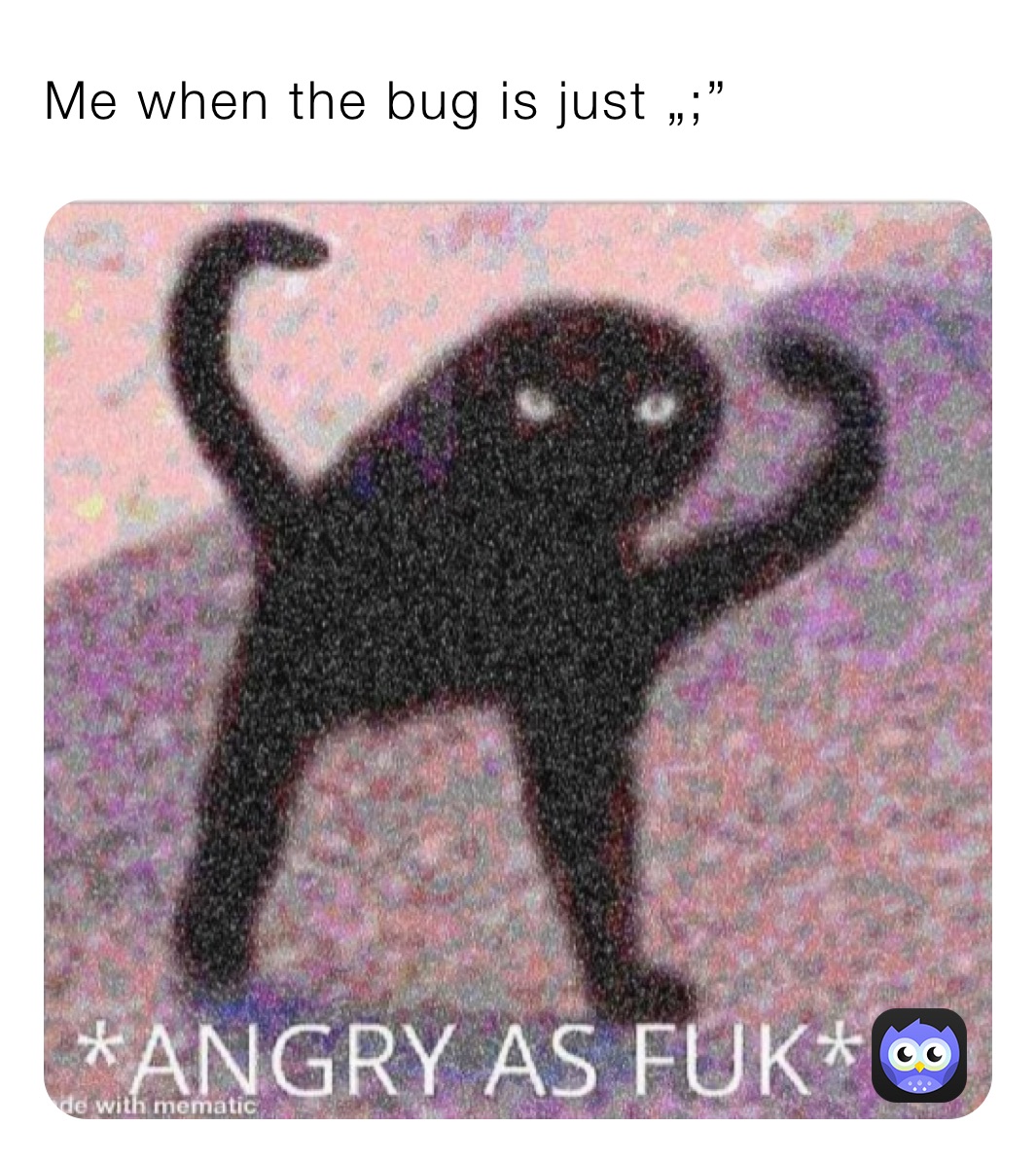 Me when the bug is just „;”