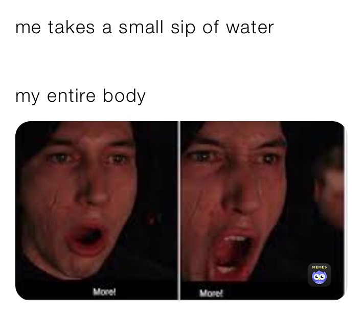 me takes a small sip of water 


my entire body 