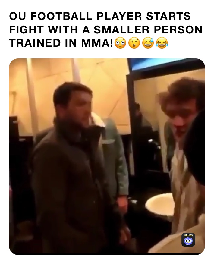 OU FOOTBALL PLAYER STARTS FIGHT WITH A SMALLER PERSON TRAINED IN MMA!😳😲😅😂