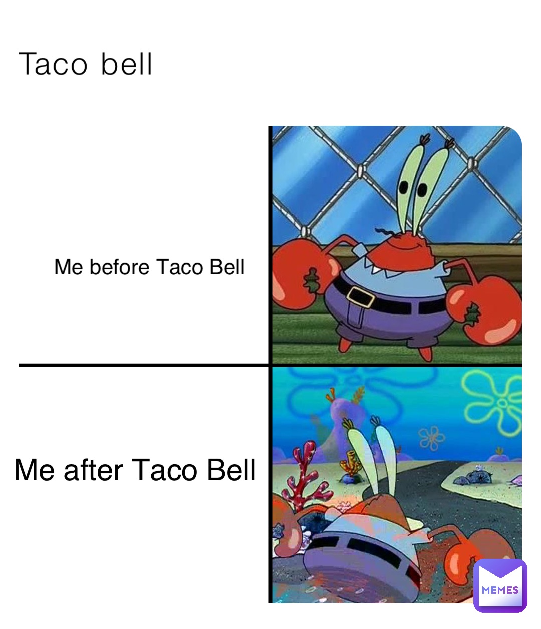 Taco bell Me before Taco Bell Me after Taco Bell