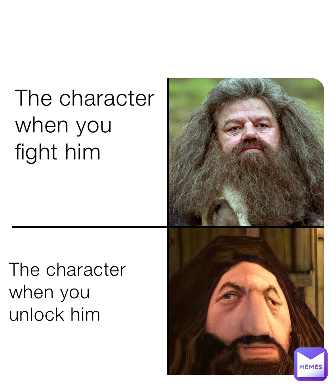 The character when you fight him The character when you unlock him